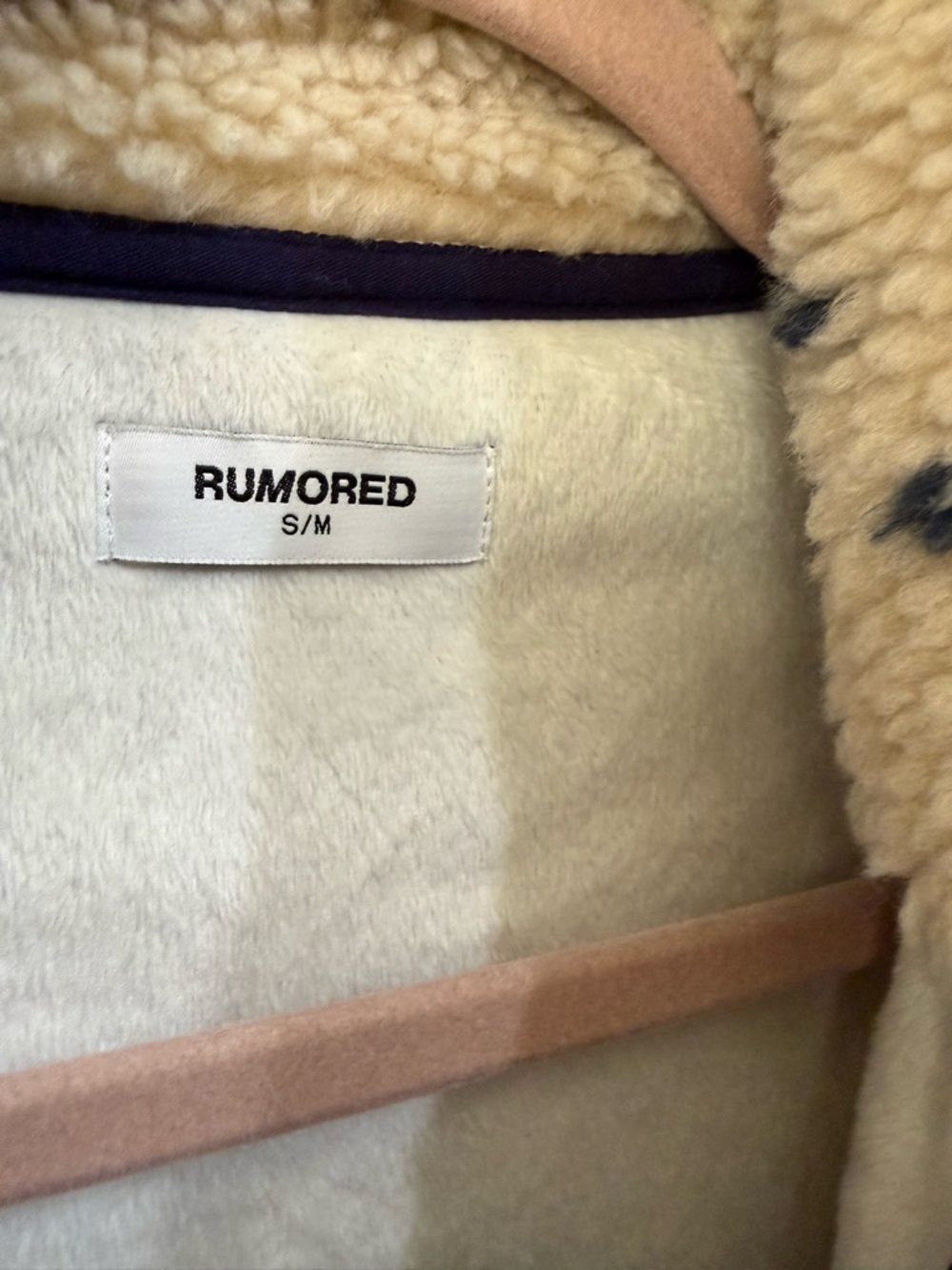 RUMORED Women’s Sun Valley Sherpa Color: Snowflake Size S/M Quarter Zip jacket - Picture 7 of 11